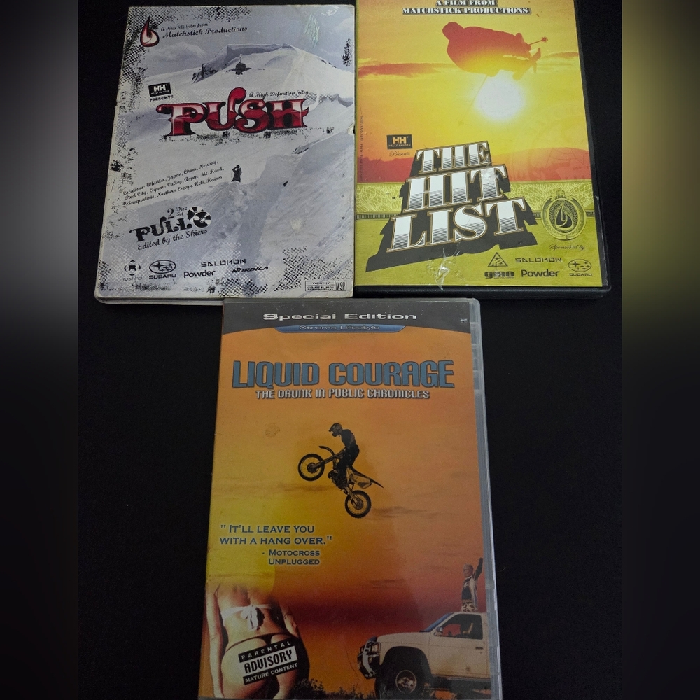 Action Sports DVD LOT (Liquid Courage, The Hit List, Push) - Matchstick Prod.
